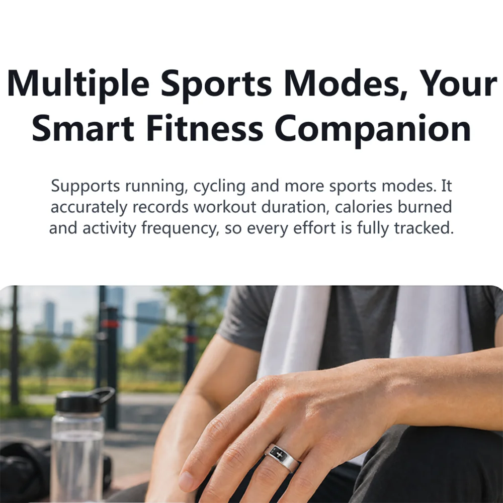 New Intelligent Recording Ring IP68 Waterproof Multi-Sport Modes Heart Rate Sleep Health Smart Ring Remote Photo Capture