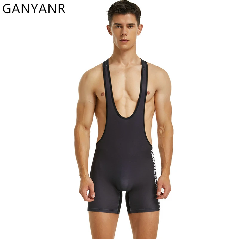 GANYANR Tracksuit Basketball Football Men Sports Set Boxing Sportswear Wrestling Singlet Training Power Lifting Fitness Suit Gym