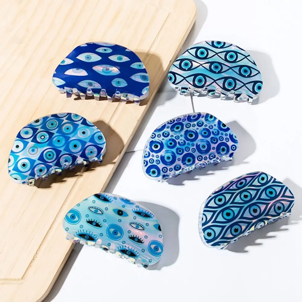 

Creative PVC Blue Demon Eye Hair Claw Hair Clip Ponytail Holder Blue Devil's Eye Shark Clip Kroean Style Hairpin Travel