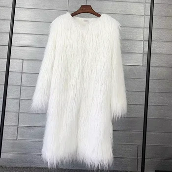 Chaquetas de otoño e invierno para mujer, abrigo largo de piel sintética, cárdigan Maxi holgado y elegante Y2k, chaqueta de piel gruesa de calle, abrigos de calle