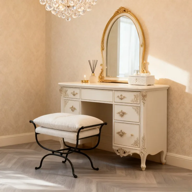French Vintage Vanity Stool Creative Bedroom Durable Vanity Stool Ironwork Nice Home Furniture Sgabello Per Trucco ZY40HZD