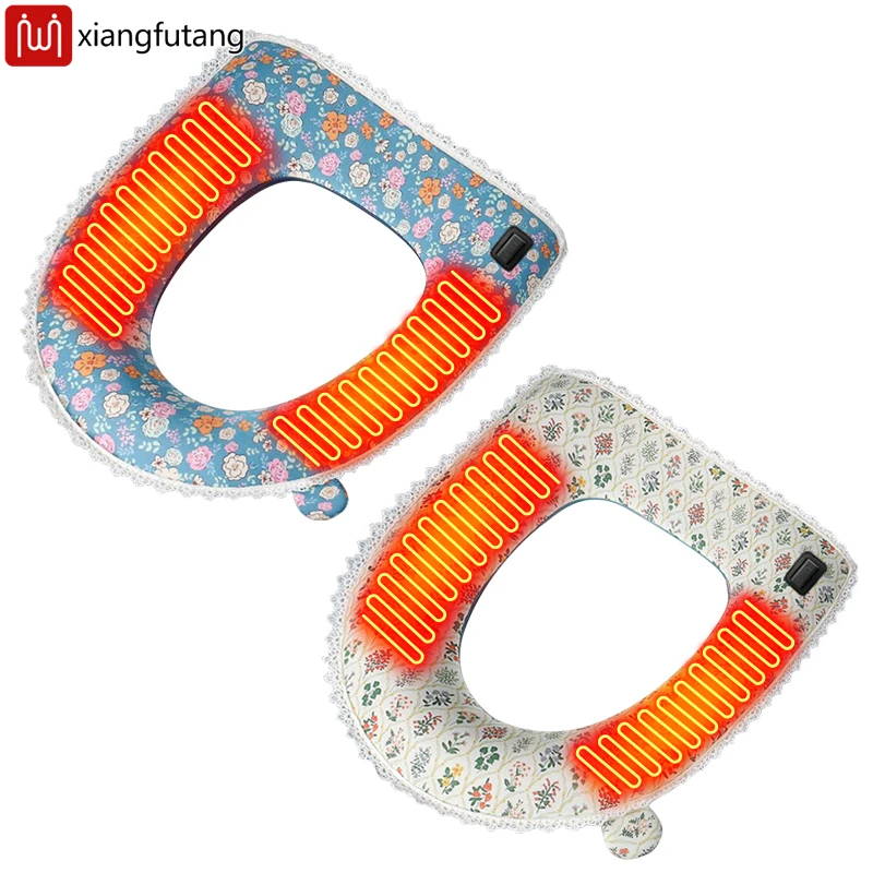 

Сиденье для унитаза с электрическим подогревом, зимние уровня нагрева, 3-х таймер, домашний многоразовый плюшевый чехол для унитаза с подогревом, моющийся, мягкий, теплый