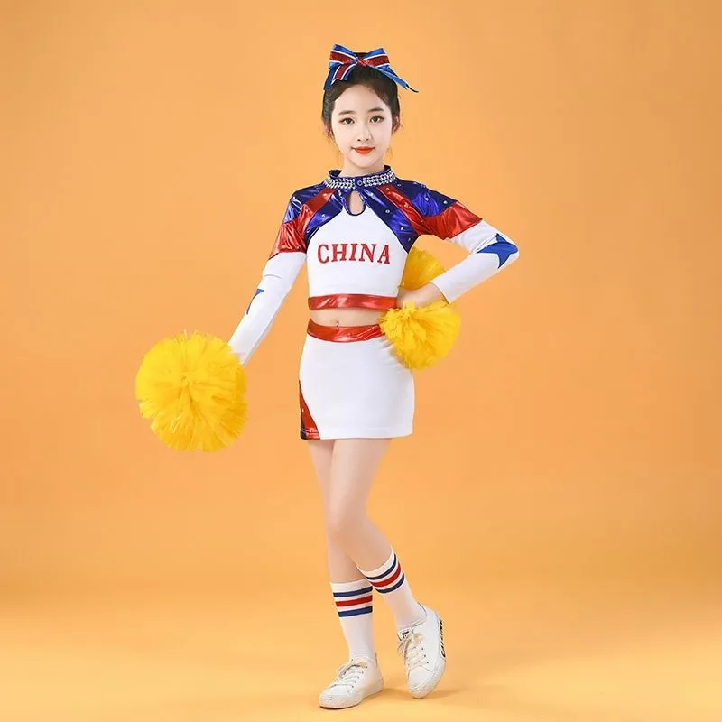 يوم الأطفال المشجع أداء موحد الملابس طلاب المدارس الابتدائية والثانوية لالا ممارسة الألعاب المنافسة Pe