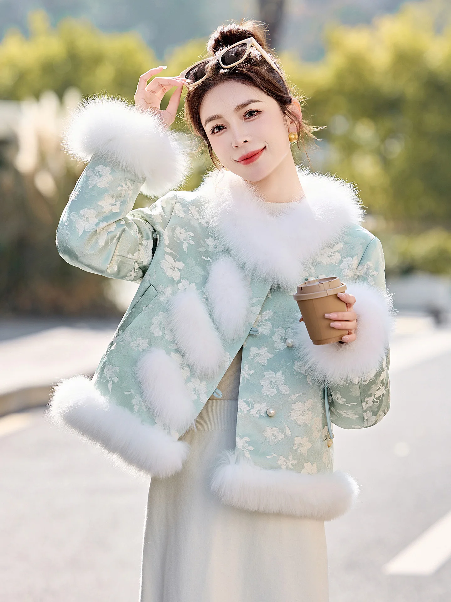 

Новое китайское меховое пуховое пальто Jaet, женское милое женское антивозрастное белое пуховое пальто Du, теплое модное