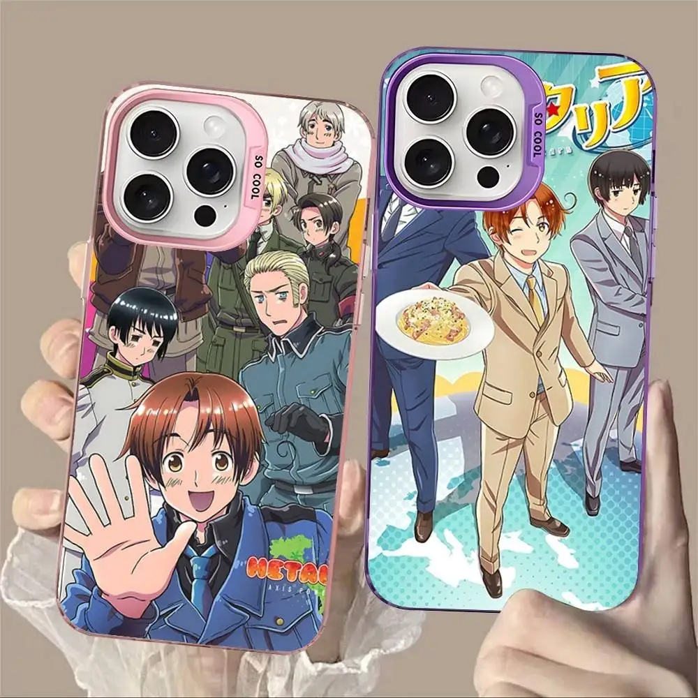 Funda de Teléfono con Dibujos Animados de Hetalia Axis Powers para iPhone 17 16 15 14 13 Pro 12 11 Pro Max PLUS, Carcasa Trasera a Color