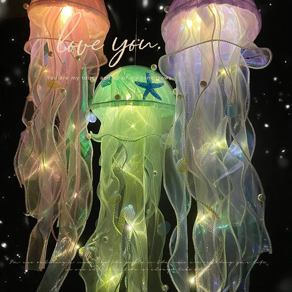 Colorful Jellyfish Lamp Lantern Mermaid Under The Sea Theme Jellyfish Light Kids Room Party Decor Portable Night Light