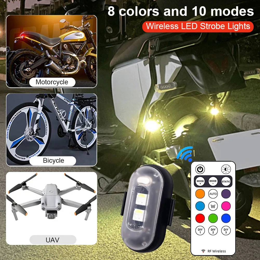 

4/6PCS Wireless LED Strobe Lights USB Charing Waterproof Anti-Collision Led Emergency Warning Lights for Car Motorcycle Drone