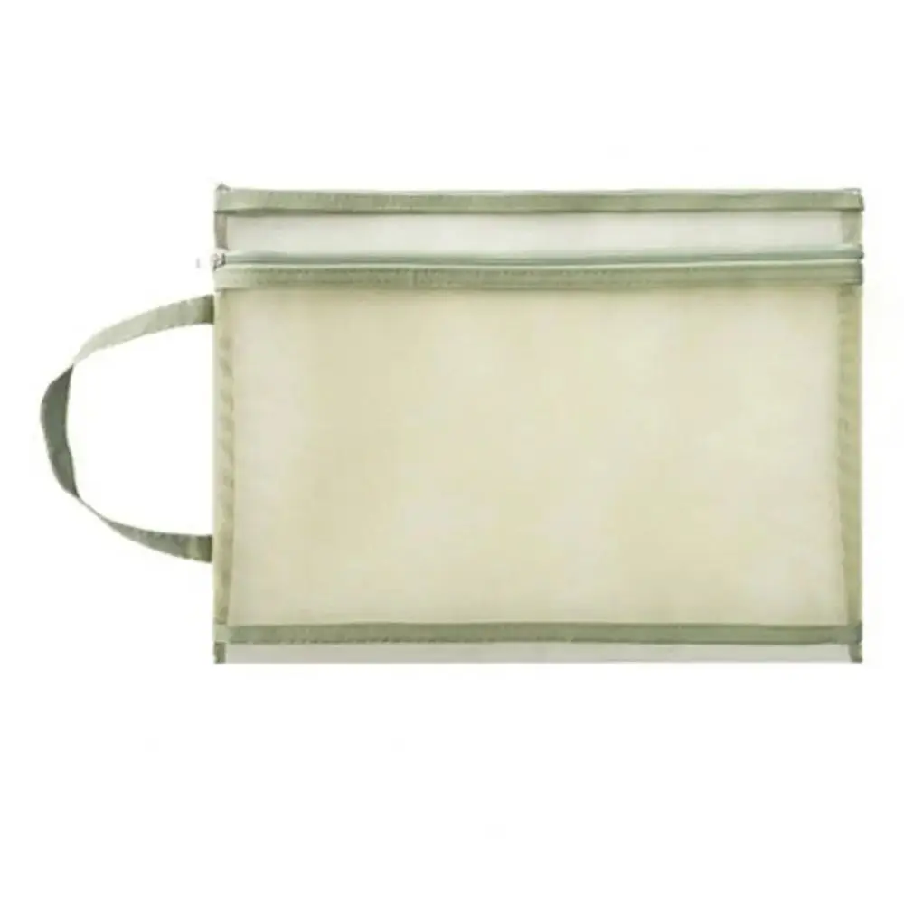 

A4 Mesh Zipper Pouch Subject Simple Test Paper Files Bag Nylon Double-Layers Stationery Organizer Pouch Student Gift