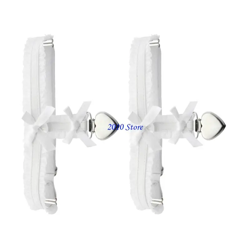 F3MF Punk Coxa Liga Cinto Elegante Renda Guarnição Bowknot Suspensório Cinto Para Mulheres Adolescentes