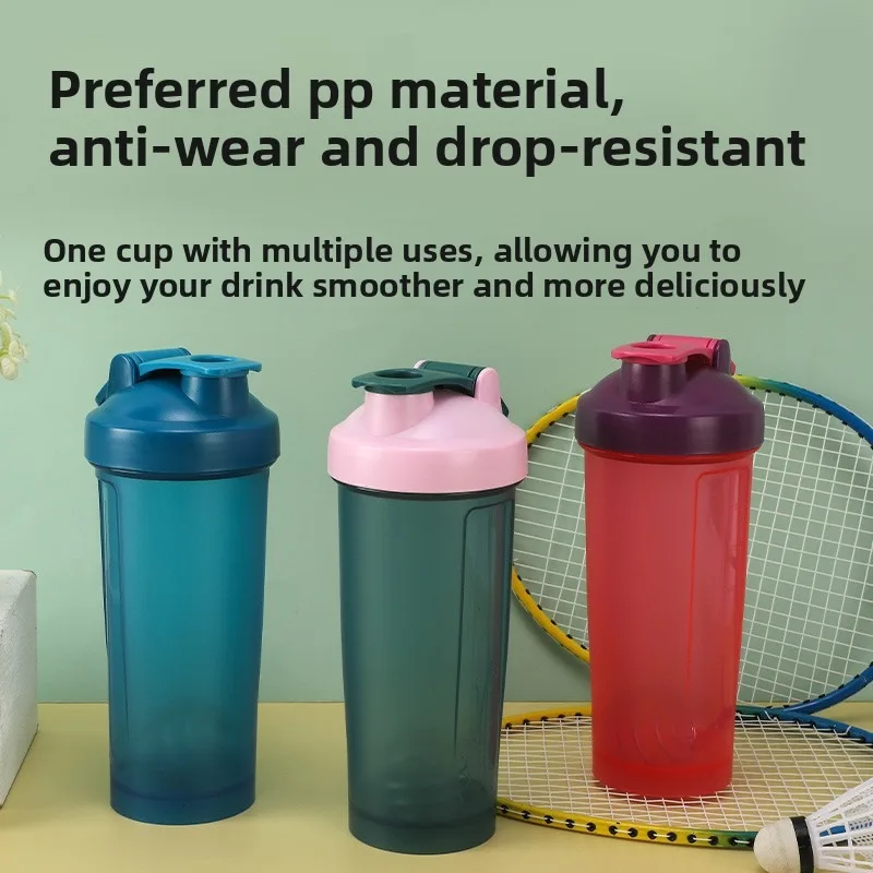 Selección Global, taza agitadora de proteína en polvo de 600ML, taza para batidos, taza de agua deportiva para fitness con bola mezcladora, se puede imprimir el logotipo
