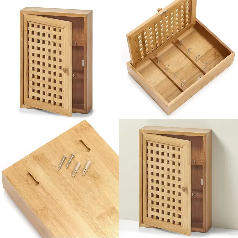 for Multi-size Floating Shelf Home Decoration Metal Nail Hook Rack Wooden Bamboo Wall Shelf