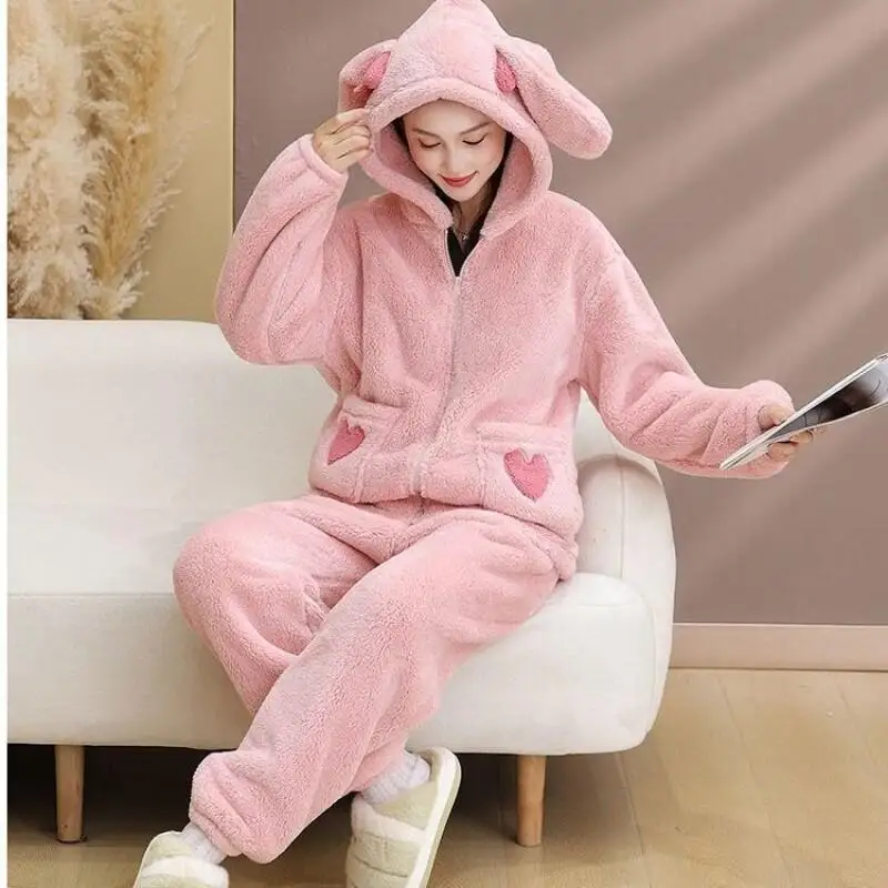 

Pjs Set Thicken Women's Pajama Set Women's Warm Winter Pajamas Fashionable Home Clothes, Pajamas Cute and Soft Pajama Set Love