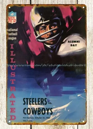 1965 football  vs  Program metal tin sign wall