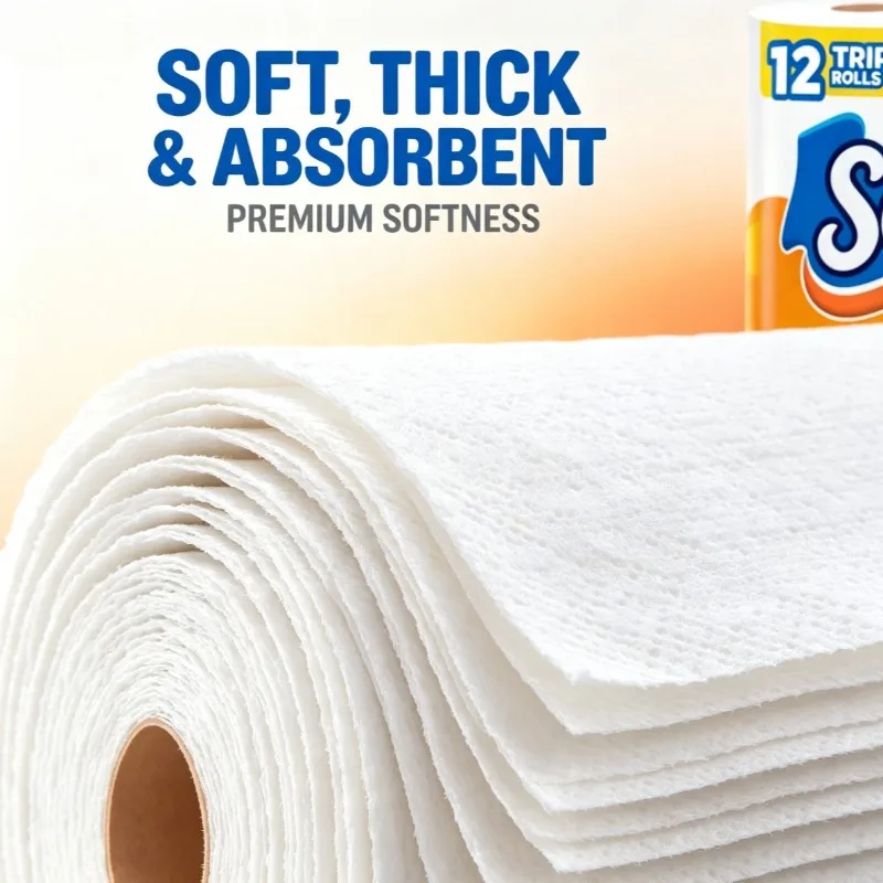 Papel Higiênico Scott Comfort Plus Macio, 12 Rolos Triplos, Absorvente e Suave para Uso Diário em Banheiros Domésticos