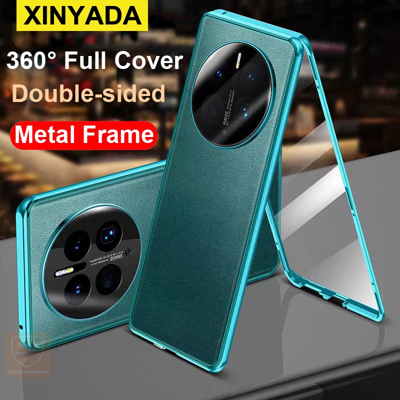 

For Huawei Mate 50 Pro Mate50 Case Tempered Glass Flip 360 Phone Case For Mate 50 Pro Mate50 Cover Metal Leather Double Sided