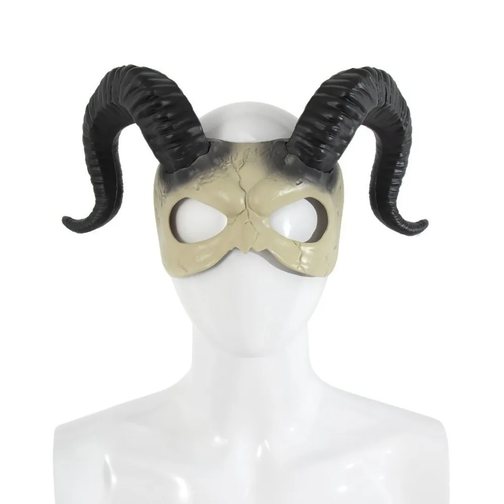 Masque d'halloween Animal créatif, demi-visage, accessoires de fête, masque en corne de mouton, fournitures de Cosplay, masque de démon en plastique pour femmes