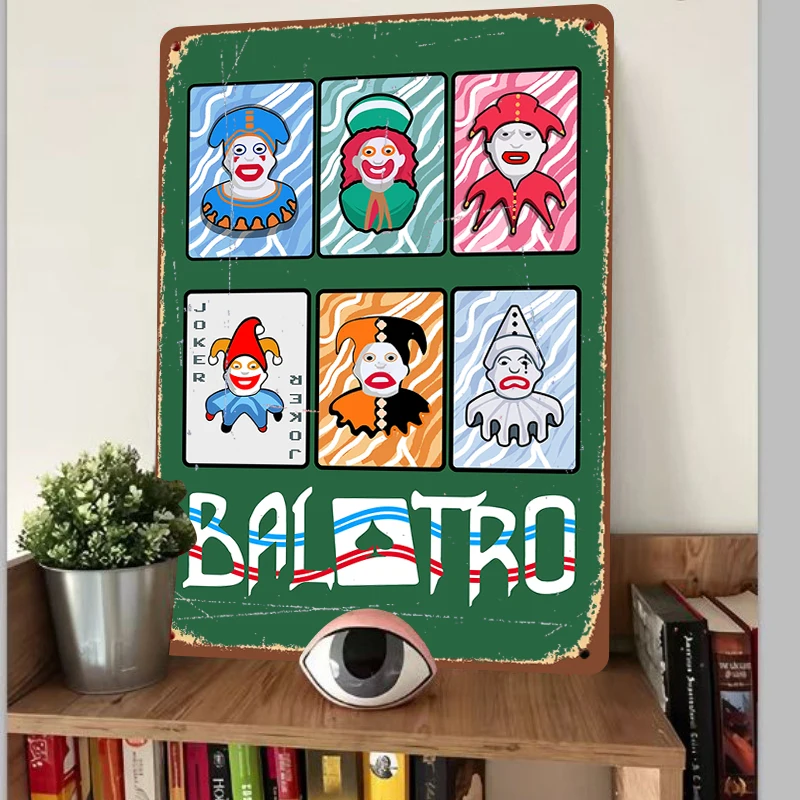 Balatro Joker Character Metal Wall Art Game Room Decor Colorful Clown Poster for Home Bar Decoration