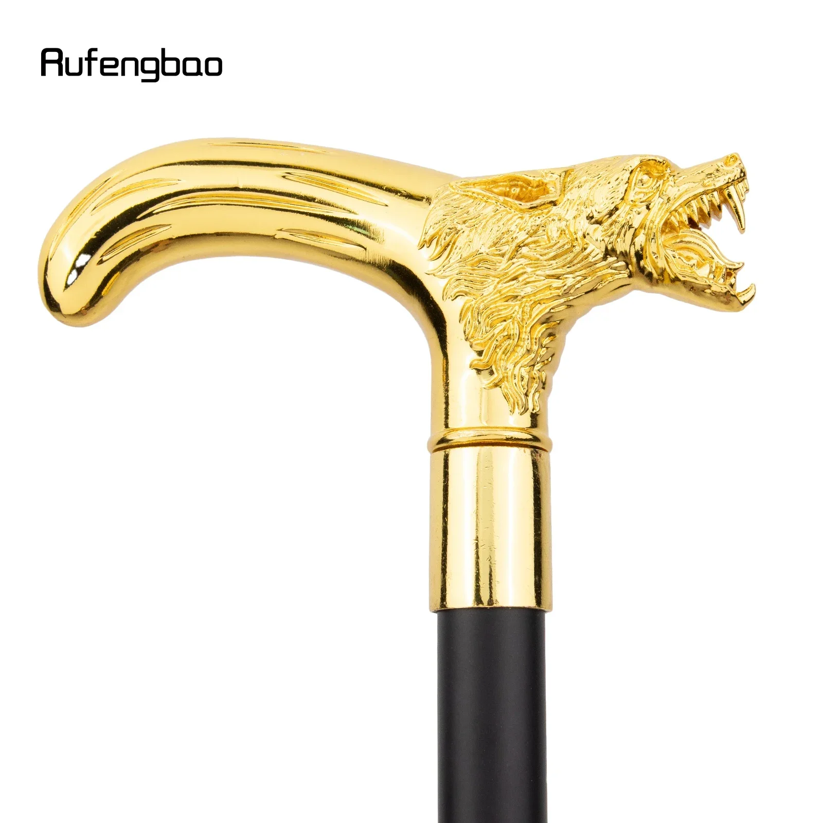 الذهبي الذئب رئيس العض عصا للمشي موضة ديكور عصا للمشي شهم أنيقة تأثيري قصب مقبض كروسيير 92 سنتيمتر