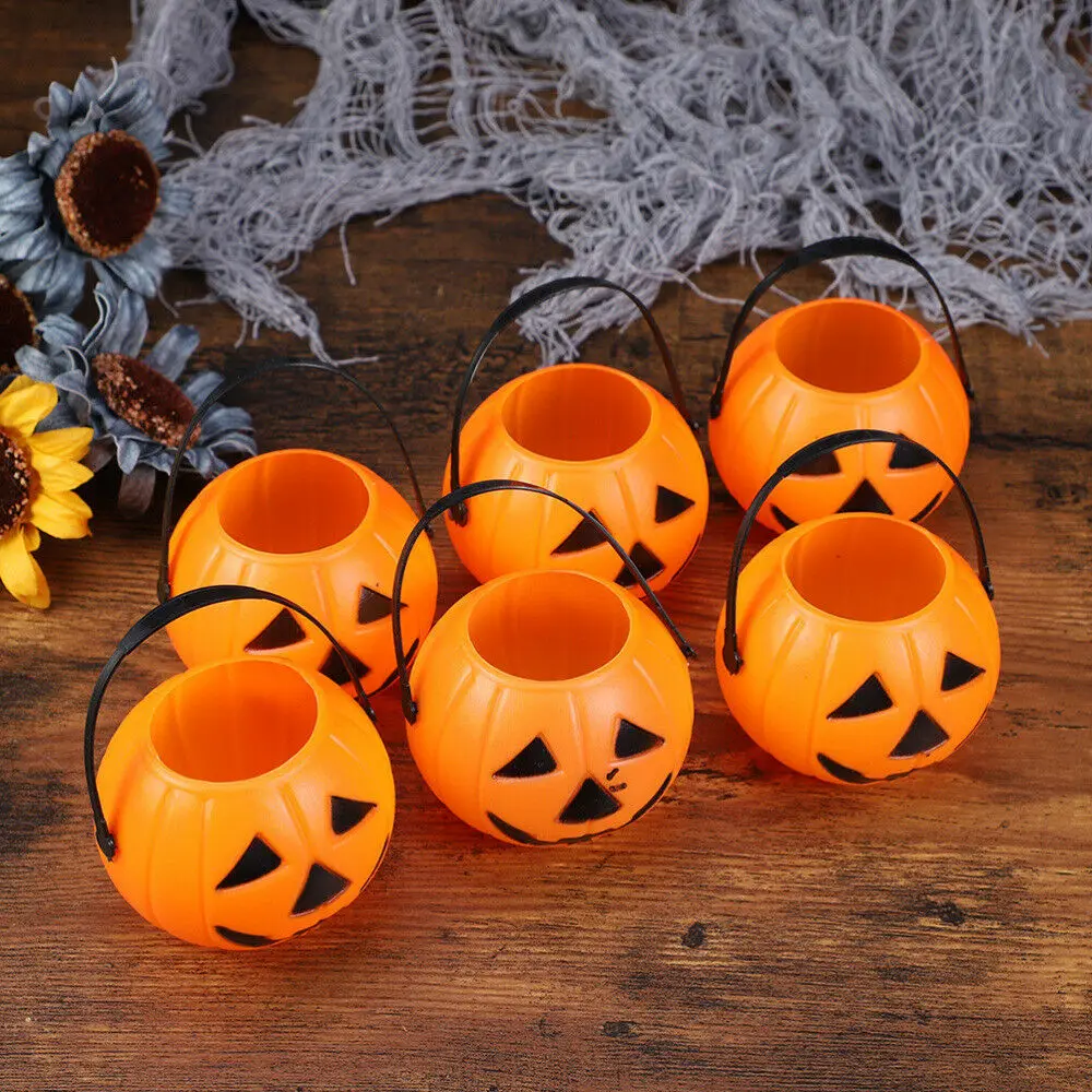 5/10/20PCS Pumpkin Bucket Sweet Candy Holder Halloween Kids Gift Children's Pumpkin Pail Trick Or Treat Halloween Decoration