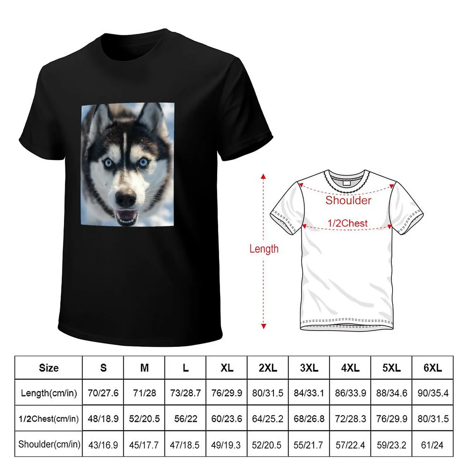 An Excited Siberian Husky T-Shirt Basic Solid Color Short Sleeve T-Shirt