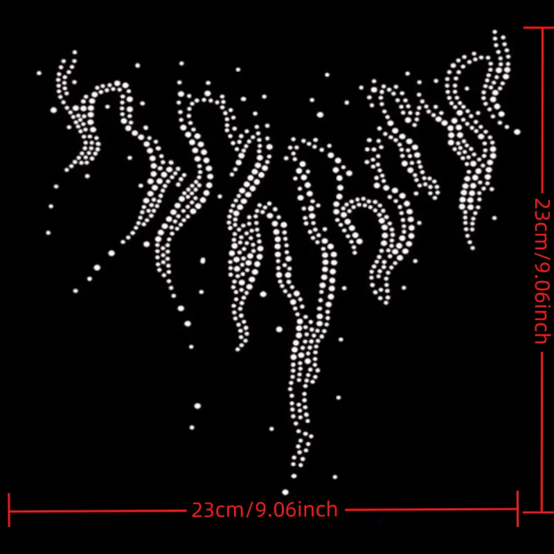 

2pcs Fire Flame Shirt Applique Rhinestones Iron on Hot Fix Rhinestone Motifs Transfers Designs for Clothing Decoration