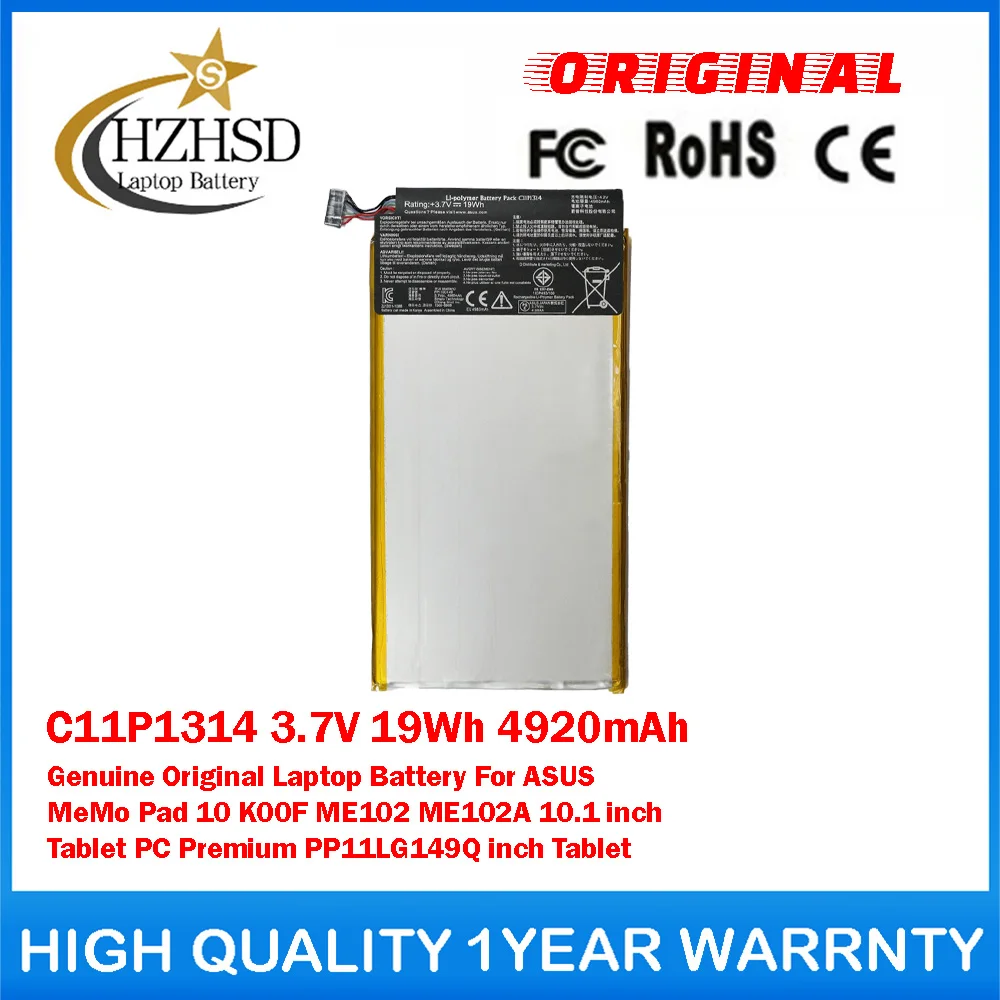 C11P1314 3.7V 19Wh 4920mAh Genuine Original Laptop Battery For ASUS MeMo Pad 10 K00F ME102 ME102A 10.1 inch Tablet PC Premium