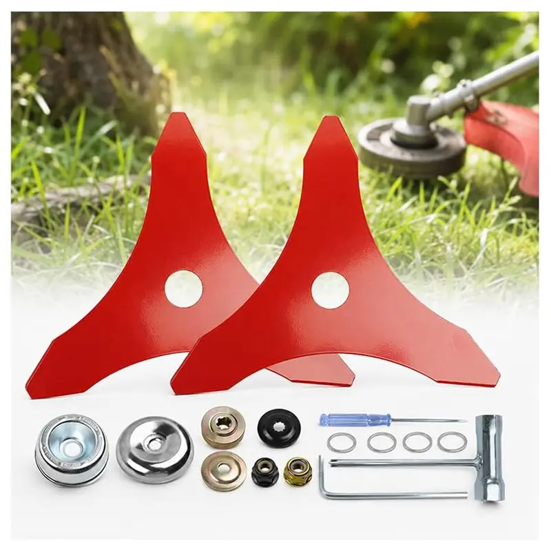 ABUG-Replacement Trimmer Blade Kit- 2 Pcs 3 Tooth Brush Cutter Blades For FS 131 9 Inch Alloy Steel 25Mm Weed Eater Blades