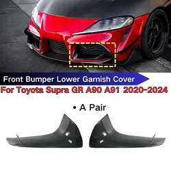 Front Bumper Lip Lower Garnish Air Vent Cover For Toyota Supra GR A90 A91 2020-2024 Car Accessories Body Kit Glossy Black A Pair