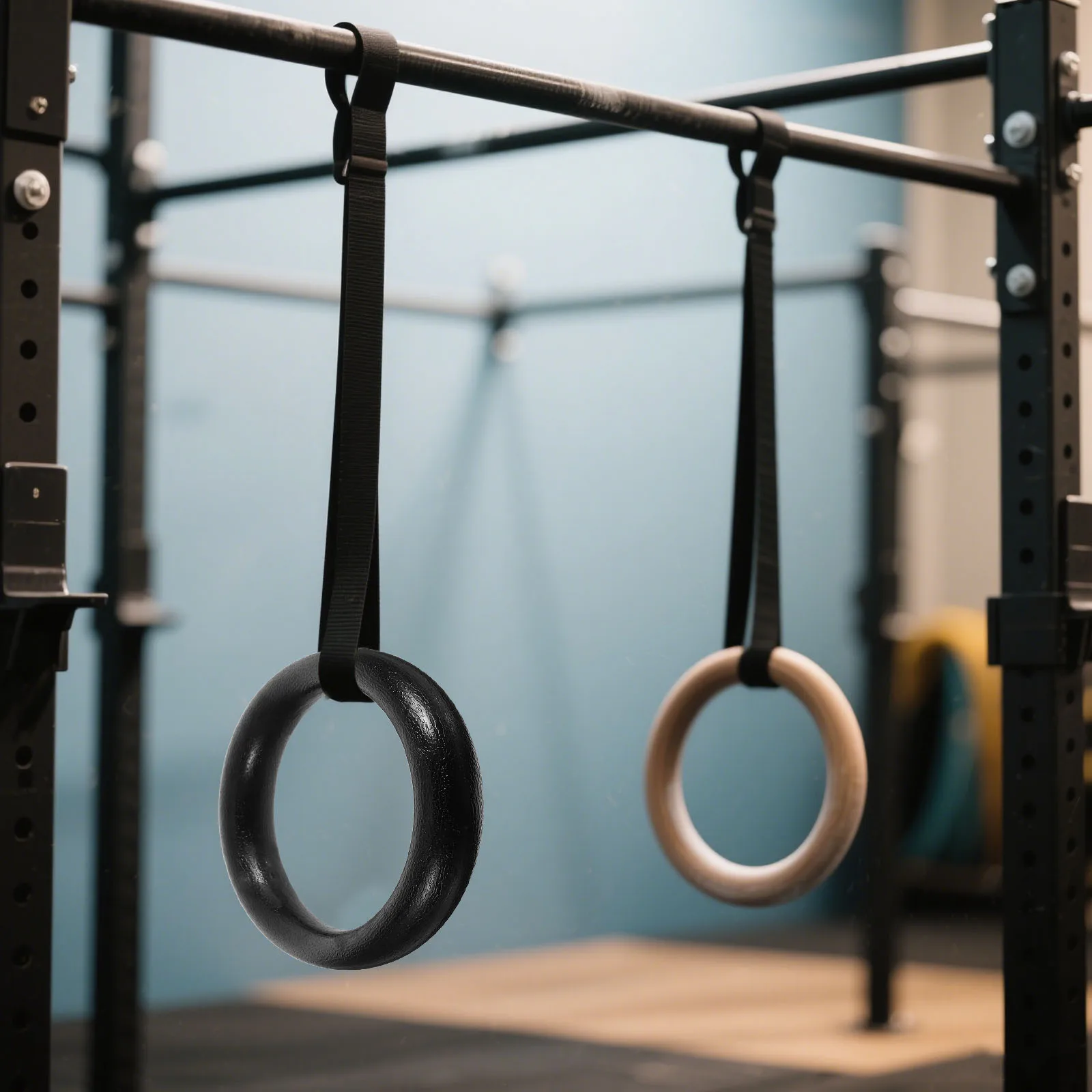 

1 Pair ABS Fitness Gym Rings Gymnastic Rings Pull-up Rings for Body Strength Power Chin Up Training Workout (Black)