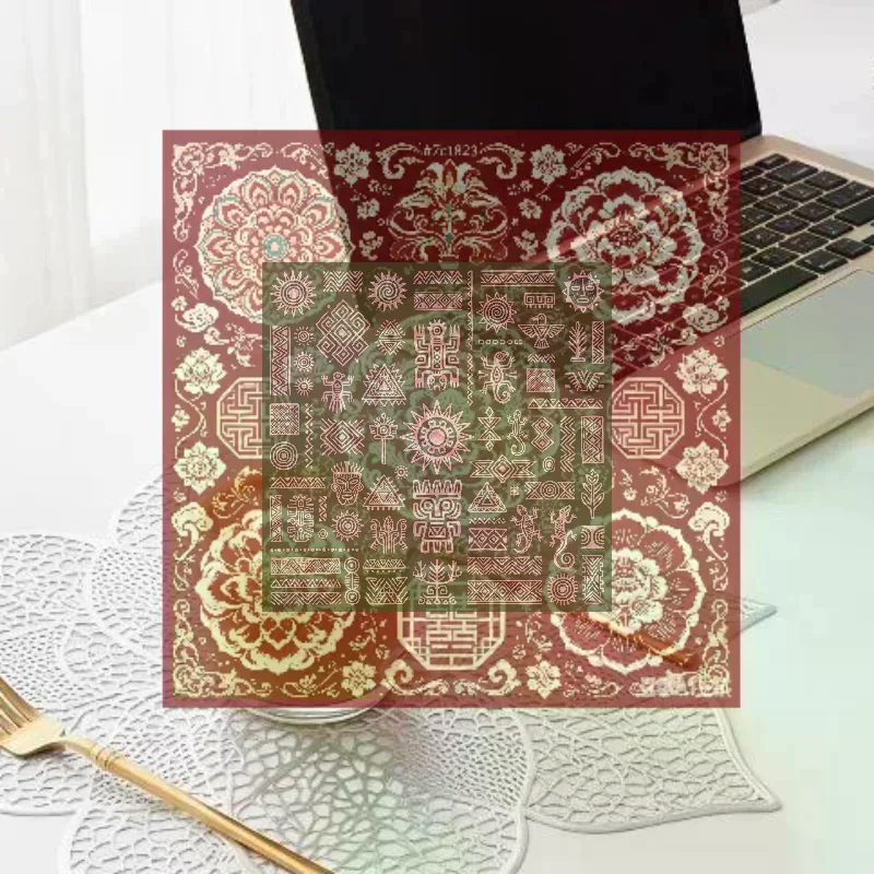 Metallic Lotus Flower Placemat Waterproof Heat Resistant Non Slip For Dining Table Wedding Party Decor
