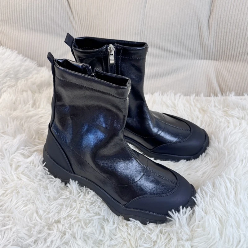 

Women Ankle Boots Flats Sport Sneaker Trend Leather Shoes 2026 Winter Fashion Short Boots Walking Running Shoes Chelsea Botas