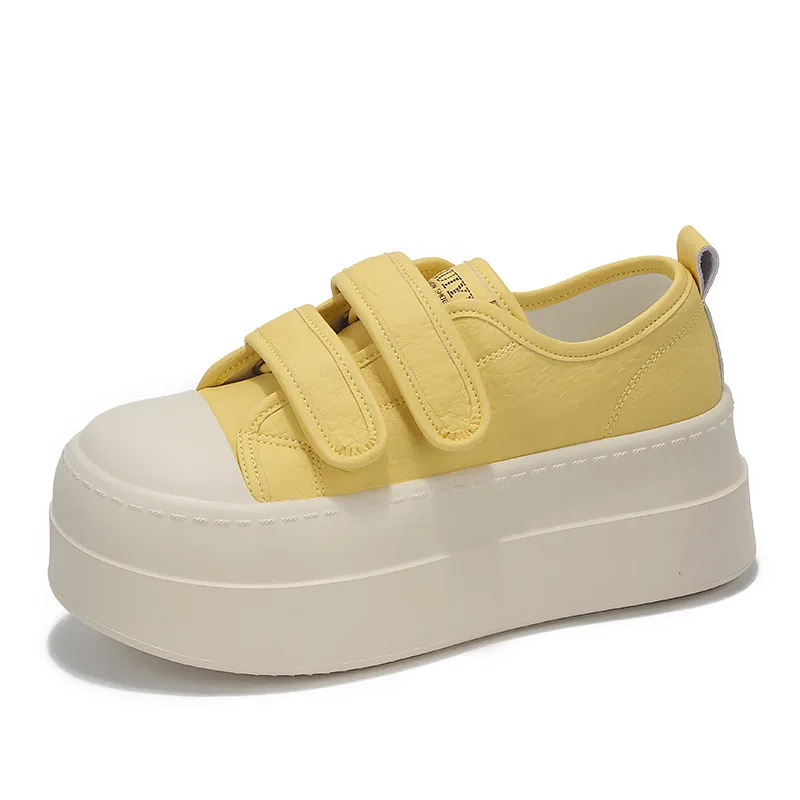 

Новинка 202, женские туфли для скейтбординга на массивной платформе, мягкие удобные кроссовки на липучке, увеличивающие рост, всесезонные модные кроссовки