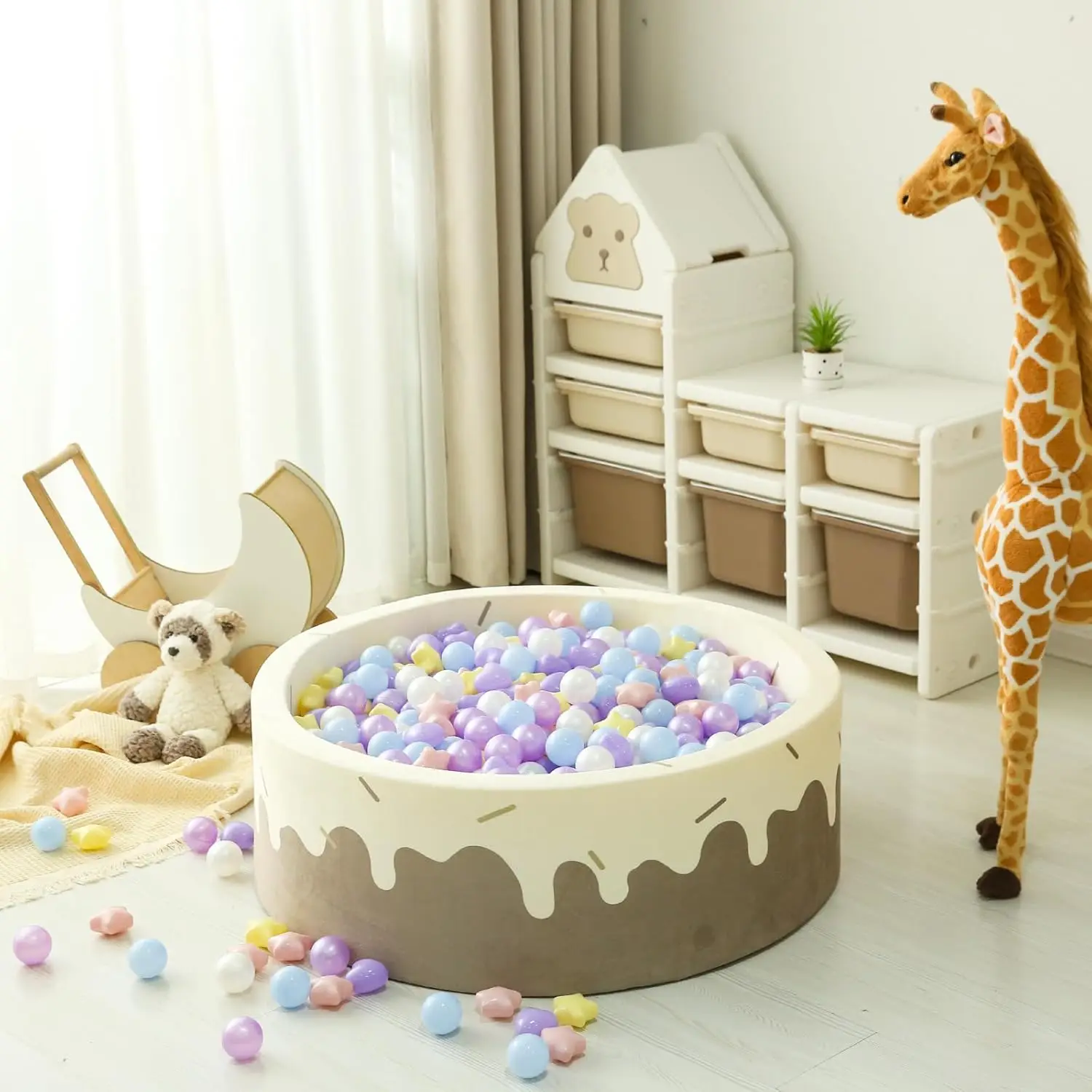 50 stuks Star Ball Pit Ballen voor Ballenbak, Paars Roze Blauw Geel, Crush-Proof Kleurrijke Play Plastic Ballen voor Kerst Decor