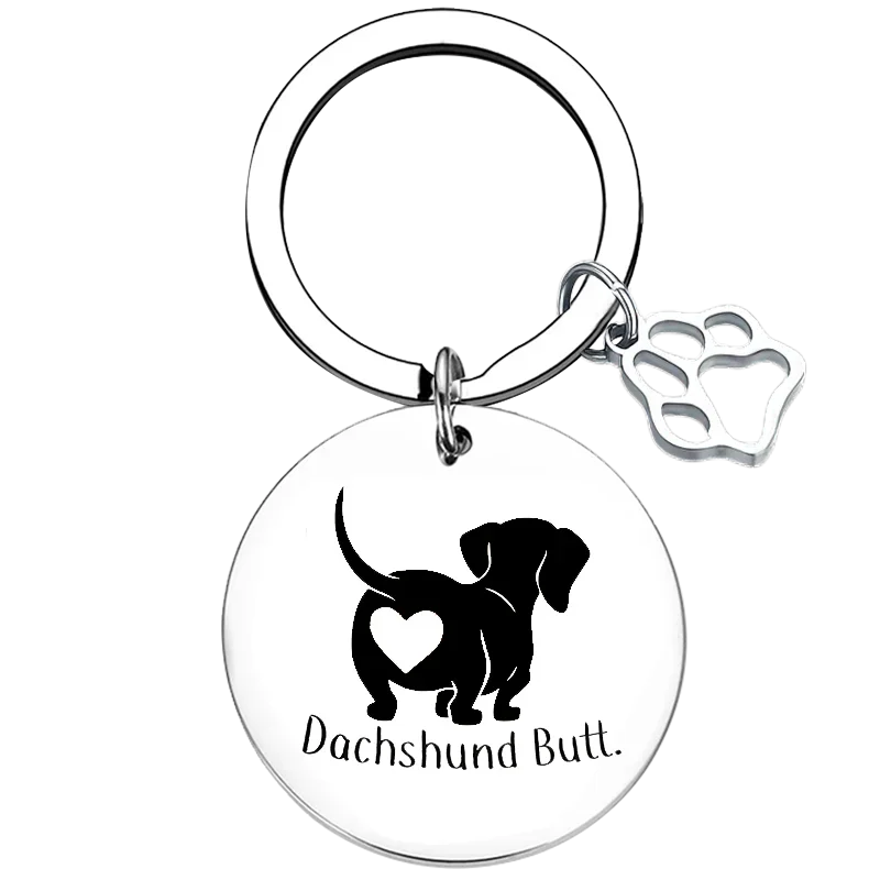 Guess What Dachshund Butt Funny Dog Keychain Dachshund Key Rings Wiener Dog Lovers gift Girls, Friends, Daughters gift