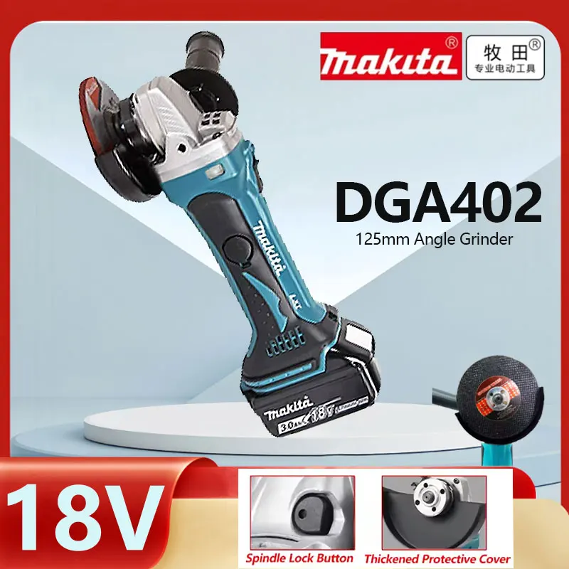 

18V Makita 125mm DGA402 brushed lithium electric Angle grinder rechargeable cutting machine High-power polishing machine