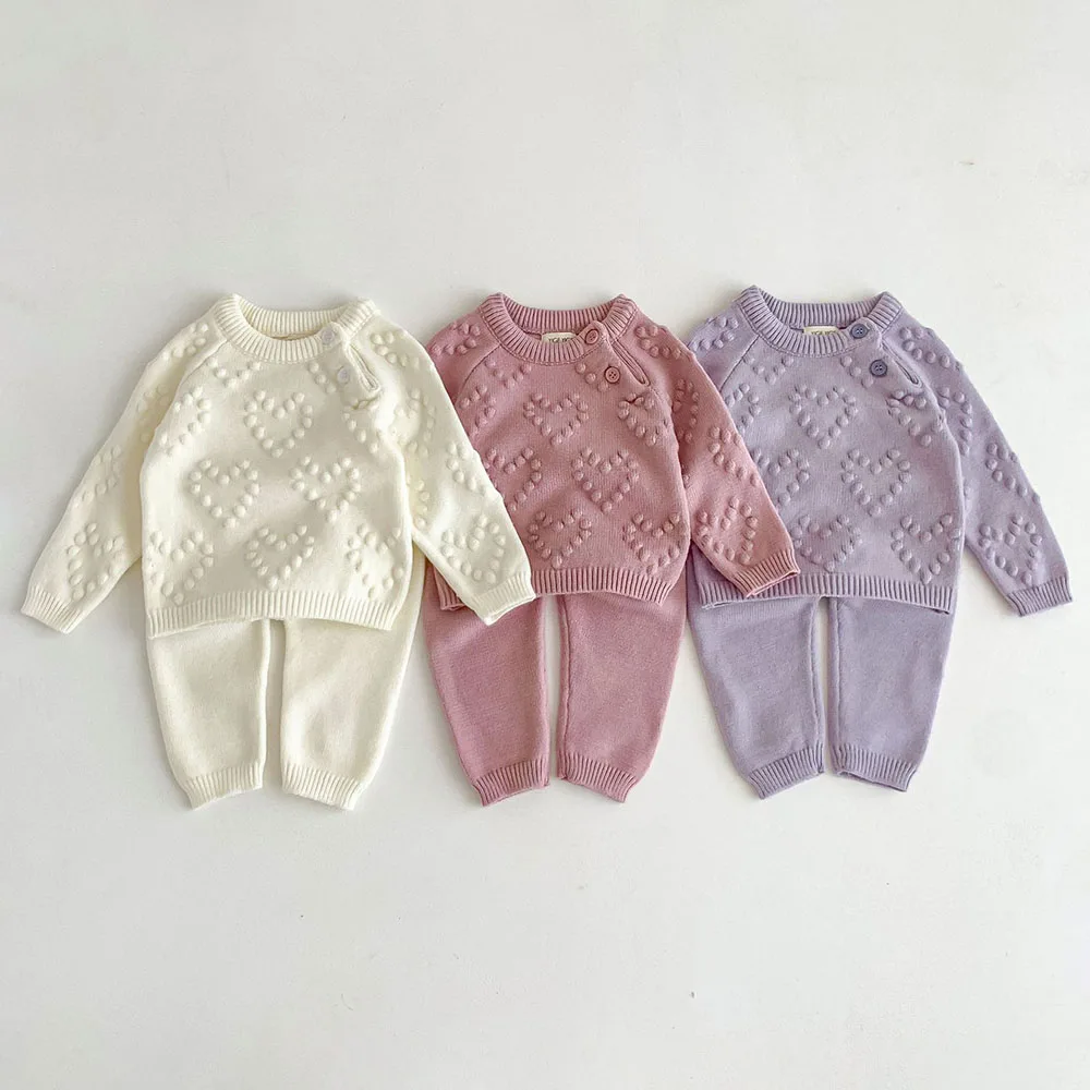 2Pieces Spring Baby Girl Clothing Knit Sweater + Pants for Girls Newborn Clothes set