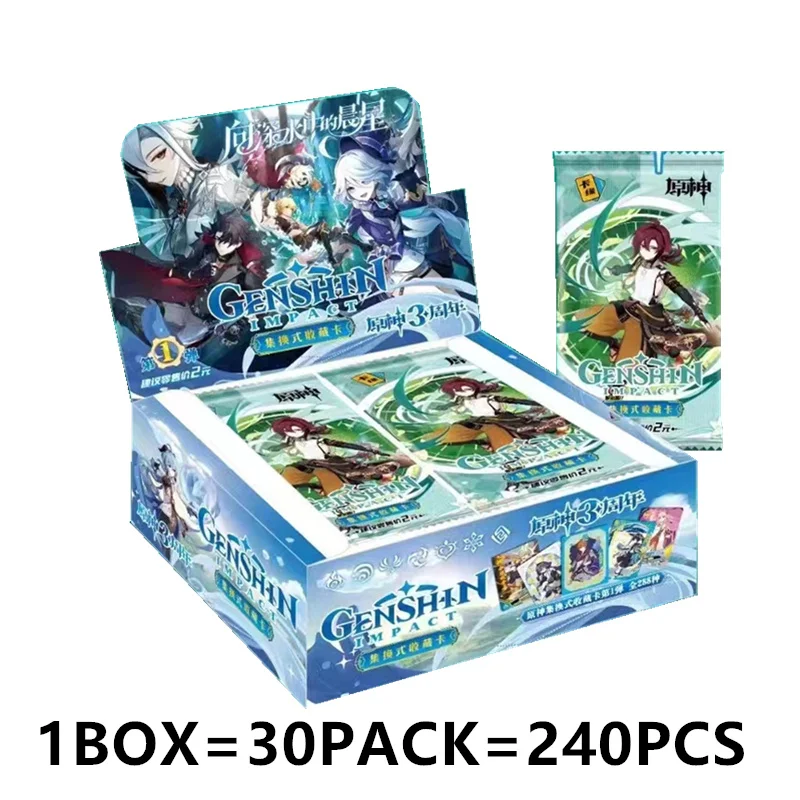 Original Genshin Impact Collection Cards Box TCG Pack Full Set Set New In Anime Game Playing Cards Board Toys  Gift Toys