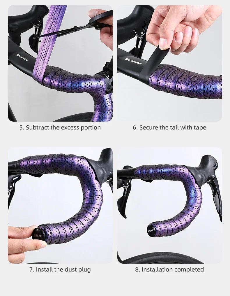 Buntes, verdicktes, stoßdämpfendes, rutschfestes Rennrad-Lenkerband, Anti-Vibration, Komfort, Fahrrad-Lenkerwickel, Stape – Detail 18