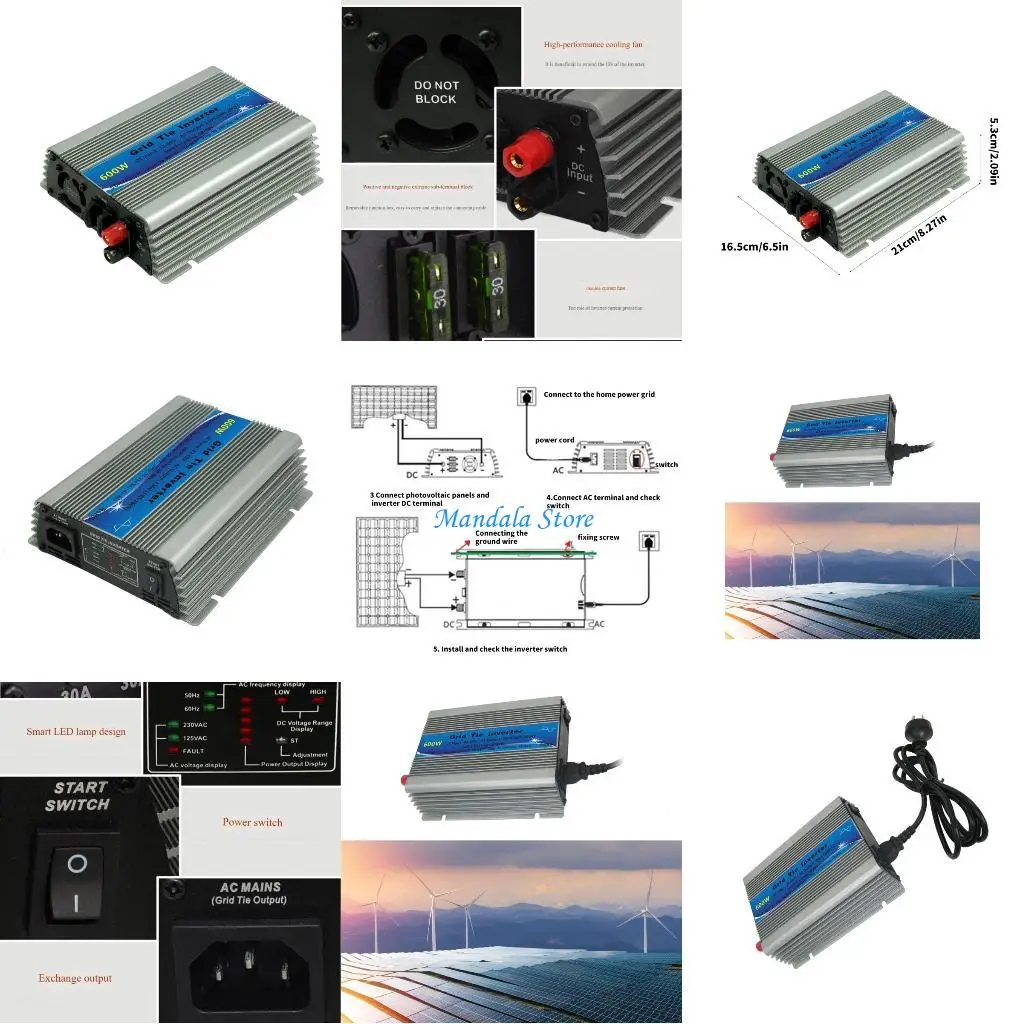 

U2JC High Efficiency 600W Grids Tie Solar Inverters MPPT Sine Waves Miniature Inverters Solar Photovoltaic On Grids Inverters