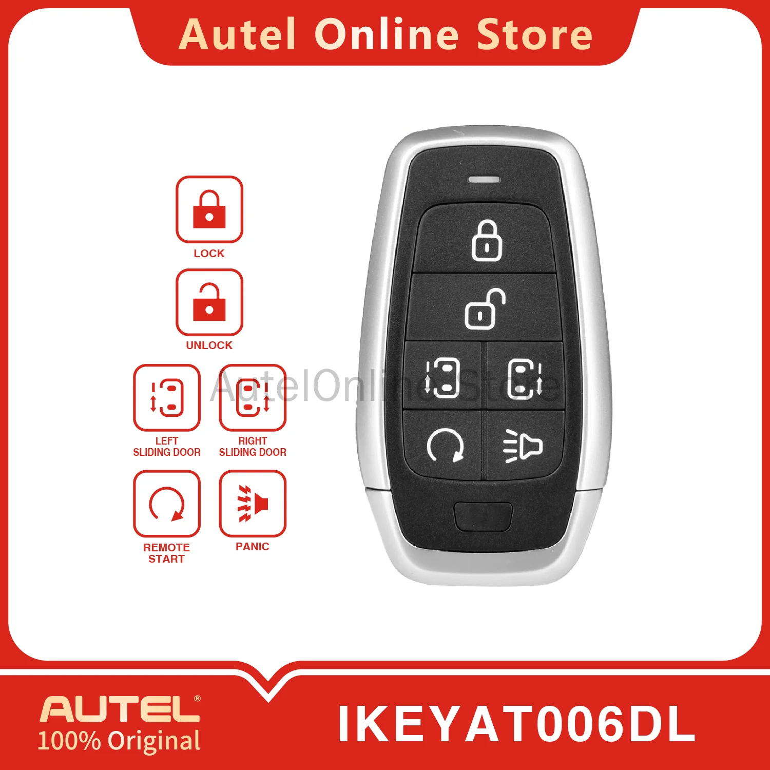 

AUTEL IKEYAT006DL 6-кнопочный универсальный интеллектуальный дистанционный ключ для KM100/IM508/IM608