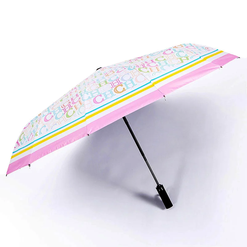 CH Semi-automatic Umbrella Alphabet Print Design Simple Fashion Style Umbrella Easy To Carry Versatile Multifunctional Umbrella