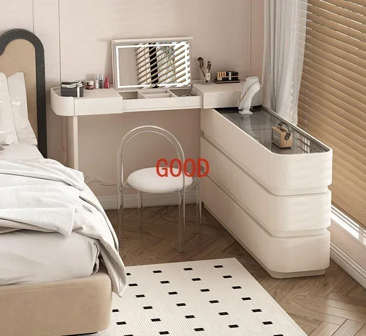 French dressing table integrated cream wind master bedroom flip cosmetic mirror table with cabinet