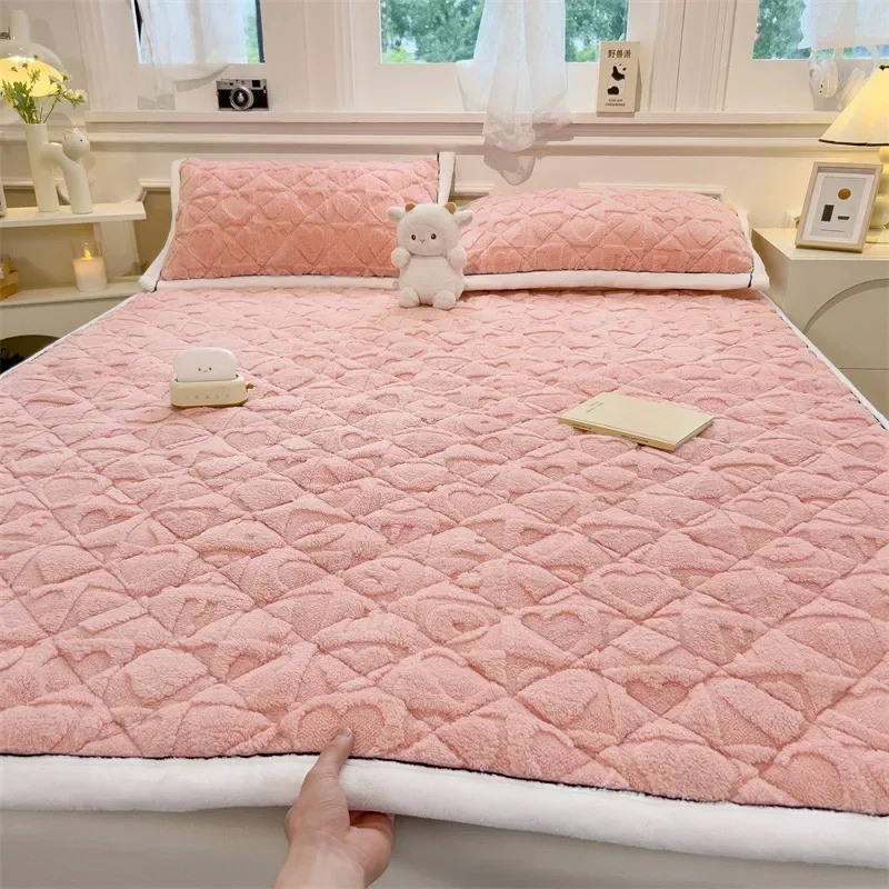 

2024 new jacquard winter milk fleece mattress, soft cushion, fleece thickened bed pad, warm mattress, thin mattress