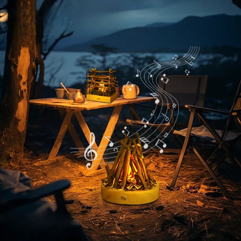 

Outdoor Portable Campfire Atmosphere Lamp, Handmade Branch Camping Light with White Noise for Camping