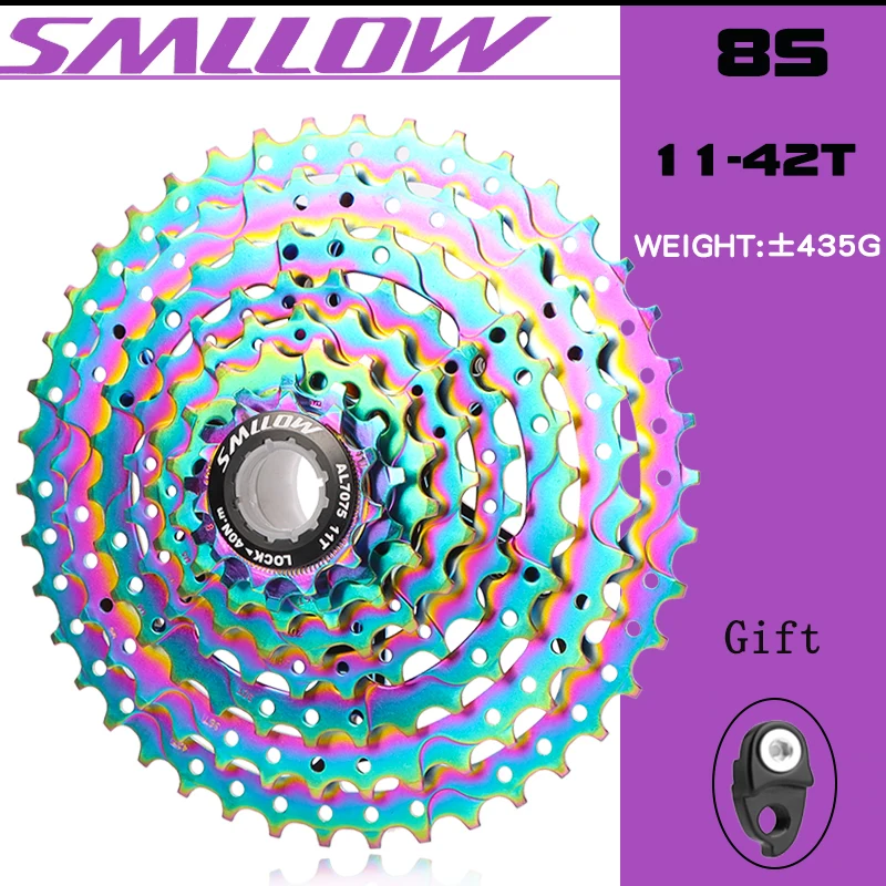 SMLLOW MTB Bicycle Cassette Freewheel Colorful Sprocket 8 Speed 11-42T Mountain Bike 8s Flywheel