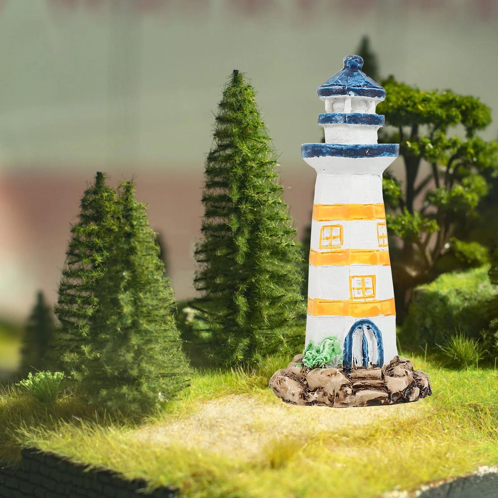 

4Pcs Miniature Resin Lighthouse Models Mediterranean Style Home Desk Garden Decor Compact Ecological Bottle Micro Landscaping