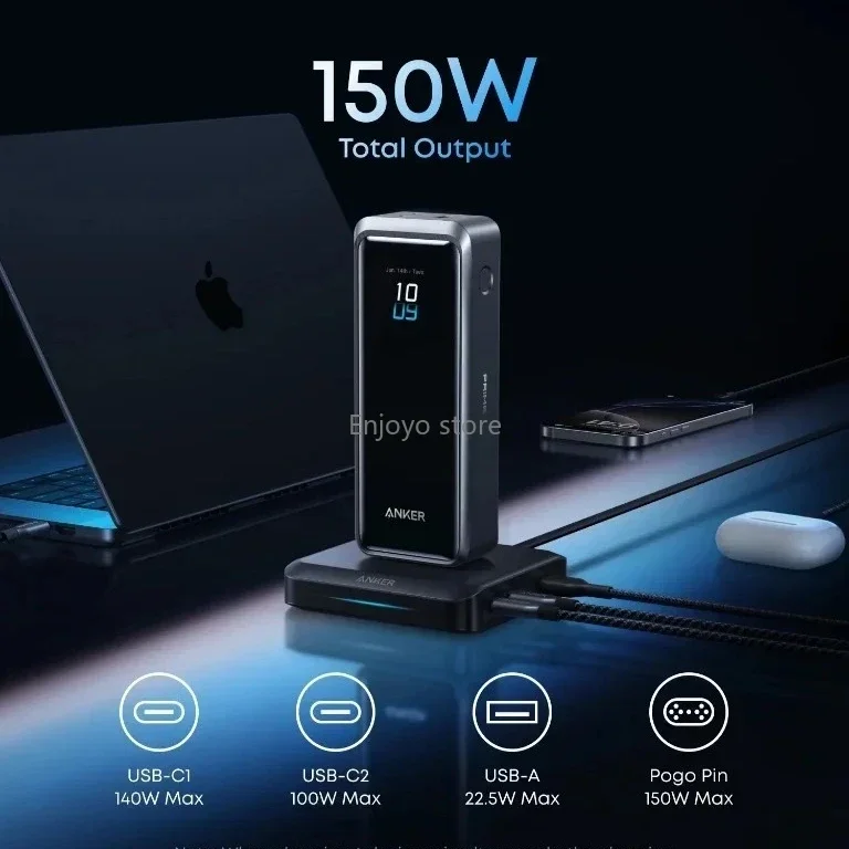 Anker Prime 150W Desktop Charger A1903 4‑Port USB‑C PD Fast Charger Pogo Magnetic Contact Multi‑Port Station for Laptop IPhone