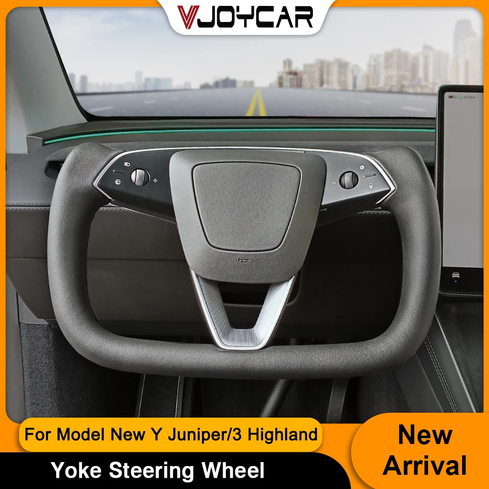 

Гоночный руль Vjoycar Yoke для Tesla Model 3, Highland New Y Juniper, кожаный, с подогревом, ручкой
