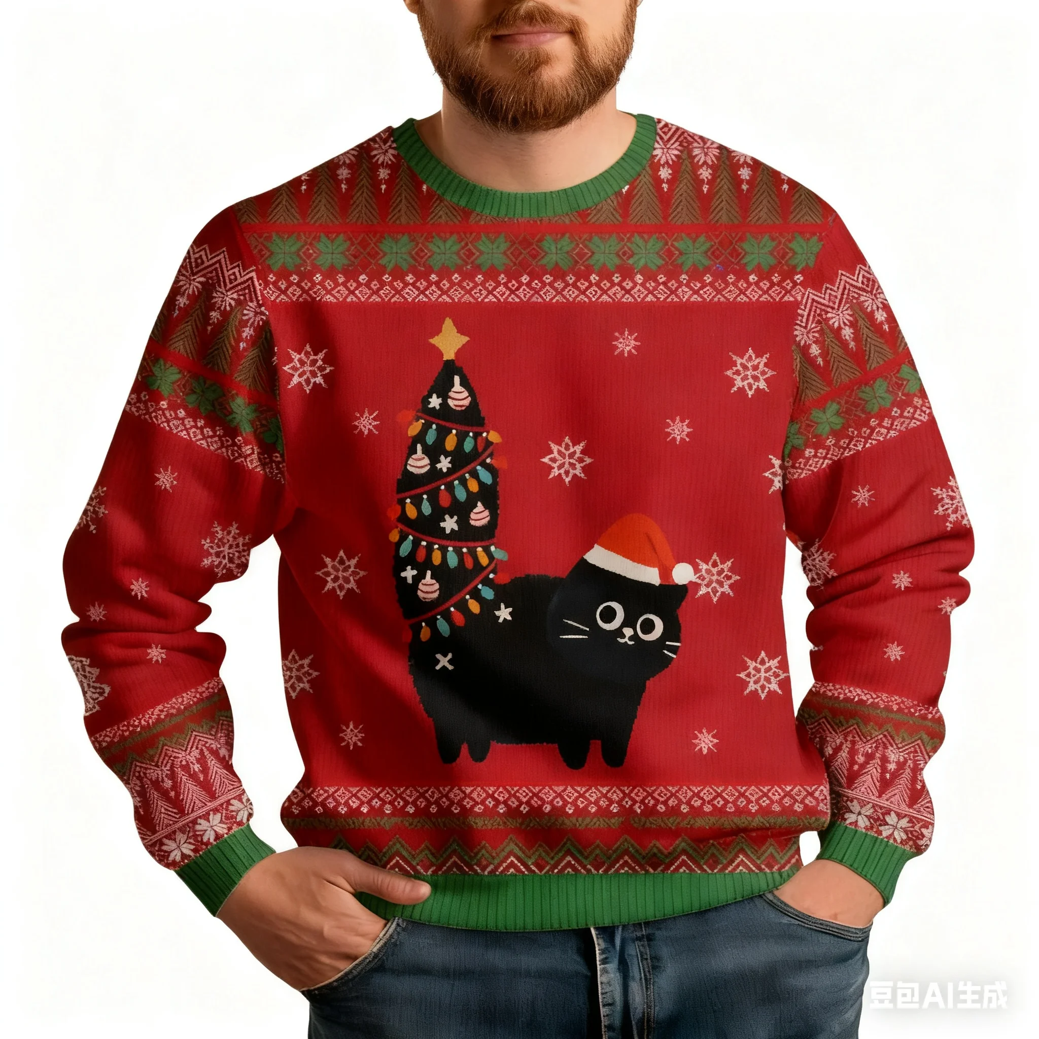 

Sleepy Cat Santa Ugly Christmas Sweater, Cute Animal Xmas Jumper, Funny Holiday Gift for Pet Lovers, Matching Family Outfits