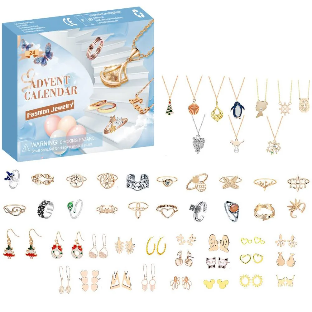 Schmuck Adventskalender 2024, Weihnachts-Adventskalender, Weihnachts-Countdown-Kalender, Weihnachtsüberraschungsgeschenk für Frau, Tochter, Freundin